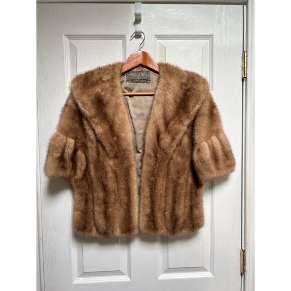 Vintage Mink Fur Cropped Shoulder Stole Wrap - Picture 1 of 16
